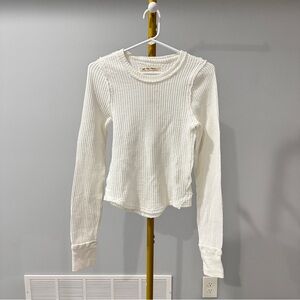 Free People We The Free Roll With IT Thermal Shirt Women’s XS White Waffle Knit